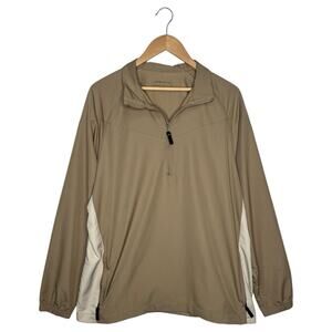 Nike Golf Jacket Mens L Quarter Zip Pullover Pockets Collared Sporty Classic Tan